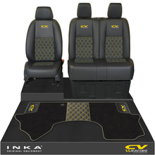 Load image into Gallery viewer, Mercedes Benz Sprinter Front 1+2 Bentley Leatherette Tailored Seat Covers &amp; Matching Tailored Floor Mat Black MY-2018&gt; (7 Colours)
