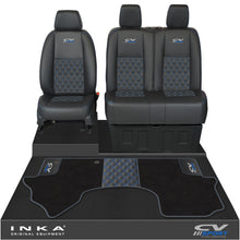 Load image into Gallery viewer, Mercedes Benz Sprinter Front 1+2 Bentley Leatherette Tailored Seat Covers &amp; Matching Tailored Floor Mat Black MY-2018&gt; (7 Colours)
