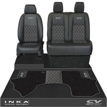 Load image into Gallery viewer, Mercedes Benz Sprinter Front 1+2 Bentley Leatherette Tailored Seat Covers &amp; Matching Tailored Floor Mat Black MY-2018&gt; (7 Colours)
