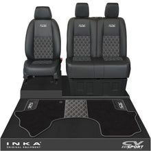Load image into Gallery viewer, Mercedes Benz Sprinter Front 1+2 Bentley Leatherette Tailored Seat Covers &amp; Matching Tailored Floor Mat Black MY-2018&gt; (7 Colours)

