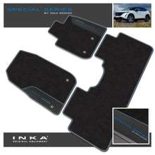 Load image into Gallery viewer, Nissan Ariya Car Mats (Front &amp; Rear Set) with Premium Carpet &amp; OEM Leatherette Fits MY22 Onwards

