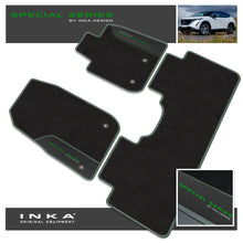 Load image into Gallery viewer, Nissan Ariya Car Mats (Front &amp; Rear Set) with Premium Carpet &amp; OEM Leatherette Fits MY22 Onwards
