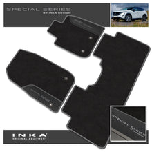 Load image into Gallery viewer, Nissan Ariya Car Mats (Front &amp; Rear Set) with Premium Carpet &amp; OEM Leatherette Fits MY22 Onwards

