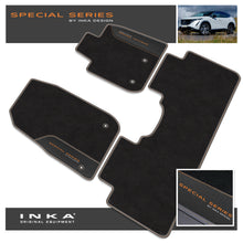 Load image into Gallery viewer, Nissan Ariya Car Mats (Front &amp; Rear Set) with Premium Carpet &amp; OEM Leatherette Fits MY22 Onwards
