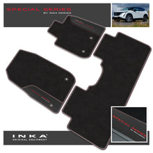 Load image into Gallery viewer, Nissan Ariya Car Mats (Front &amp; Rear Set) with Premium Carpet &amp; OEM Leatherette Fits MY22 Onwards
