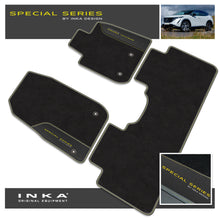 Load image into Gallery viewer, Nissan Ariya Car Mats (Front &amp; Rear Set) with Premium Carpet &amp; OEM Leatherette Fits MY22 Onwards
