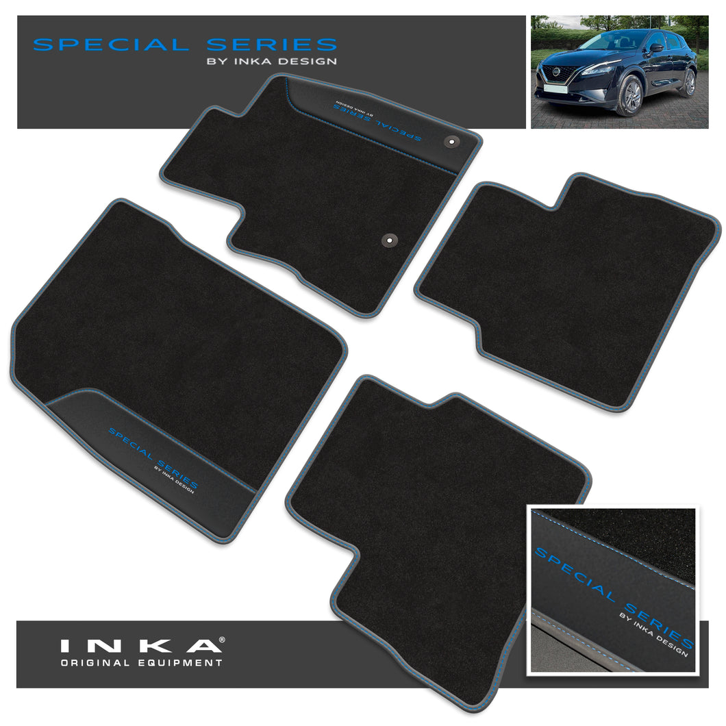 Nissan Qashqai Car Mats (Front & Rear Set) with Premium Carpet & OEM Leatherette Fits MY22 Onwards
