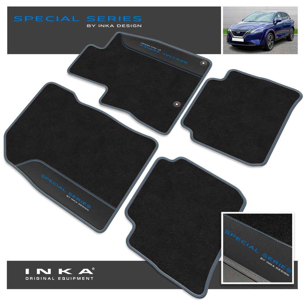 Nissan Qashqai e-POWER Car Mats (Front & Rear Set) with Premium Carpet & OEM Leatherette Fits MY22 Onwards