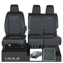 Load image into Gallery viewer, Peugeot Expert INKA Front 1+2 Bentley Diamond Quilt Leatherette Tailored Seat Covers Black MY16 To Present
