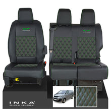 Load image into Gallery viewer, Peugeot Expert INKA Front 1+2 Bentley Diamond Quilt Leatherette Tailored Seat Covers Black MY16 To Present
