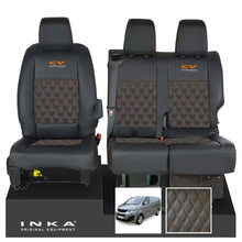 Load image into Gallery viewer, Peugeot Expert INKA Front 1+2 Bentley Diamond Quilt Leatherette Tailored Seat Covers Black MY16 To Present
