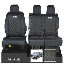 Load image into Gallery viewer, Peugeot Expert INKA Front 1+2 Bentley Diamond Quilt Leatherette Tailored Seat Covers Black MY16 To Present
