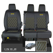 Load image into Gallery viewer, Peugeot Expert INKA Front 1+2 Bentley Diamond Quilt Leatherette Tailored Seat Covers Black MY16 To Present
