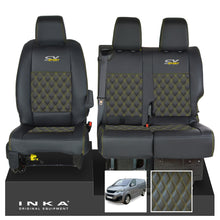 Load image into Gallery viewer, Peugeot Expert INKA Front 1+2 Bentley Diamond Quilt Leatherette Tailored Seat Covers Black MY16 To Present
