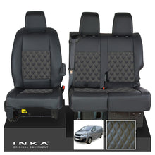 Load image into Gallery viewer, Peugeot Expert INKA Front 1+2 Bentley Diamond Quilt Leatherette Tailored Seat Covers Black MY16 To Present
