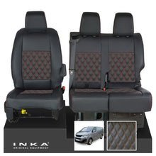 Load image into Gallery viewer, Peugeot Expert INKA Front 1+2 Bentley Diamond Quilt Leatherette Tailored Seat Covers Black MY16 To Present
