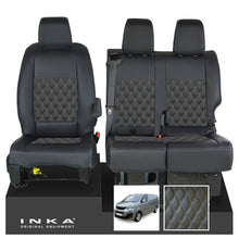 Load image into Gallery viewer, Peugeot Expert INKA Front 1+2 Bentley Diamond Quilt Leatherette Tailored Seat Covers Black MY16 To Present
