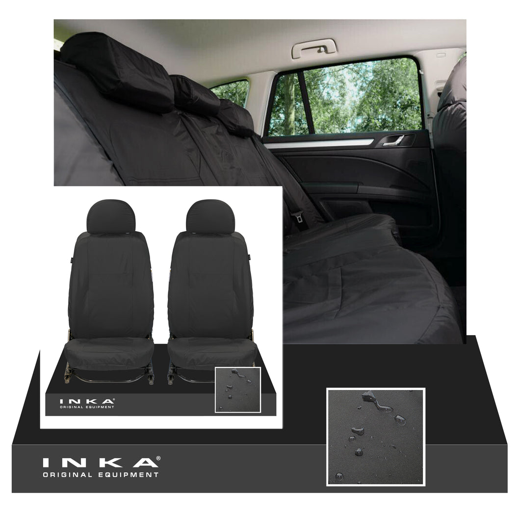 Land Rover Defender INKA Front 1+1 & Rear 60/40 Split Set Tailored Waterproof Seat Covers Black MY-07-16