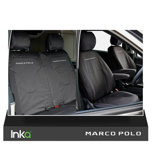 MERCEDES BENZ MARCO POLO V CLASS W447 CAMPER VAN INKA FULLY TAILORED WATERPROOF FRONT & REAR SEAT COVERS SET BLACK