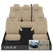 Load image into Gallery viewer, Range Rover SPORT L320 MK1 Front &amp; Rear Set with Center Armrest Tailored Waterproof Seat Covers Almond MY05-13 With Global Explorer Edition Embroidery
