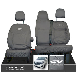 INKA Renault Trafic Sport (Business Plus) Tailored Waterproof Seat Covers Front Set 1+2 - Grey MY14 Onwards