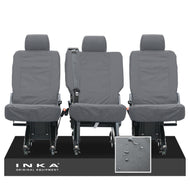 VW Transporter Shuttle T6.1, T6 Rear 1+1+1 Tailored Waterproof Seat Covers Grey MY-15-23 - Plain (inferred) Embroidery