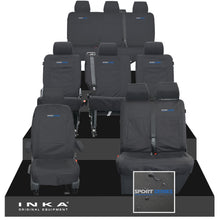 Load image into Gallery viewer, VW Transporter Shuttle T6.1, T6 Full Set Tailored Waterproof Seat Covers Black MY 15-23
