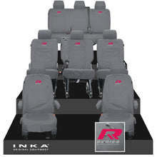 Load image into Gallery viewer, VW Transporter Shuttle T6.1, T6 8 Seater Tailored Waterproof Seat Covers Grey MY 15-23
