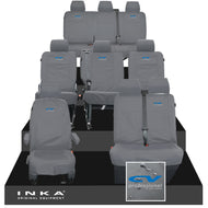 VW Transporter Shuttle T6.1, T6 Full Set Tailored Waterproof Seat Covers Grey MY 15-23 - CV Professional Embroidery
