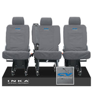 VW Transporter Shuttle T6.1, T6 Rear 1+1+1 Tailored Waterproof Seat Covers Grey MY-15-23 - CV Professional Embroidery