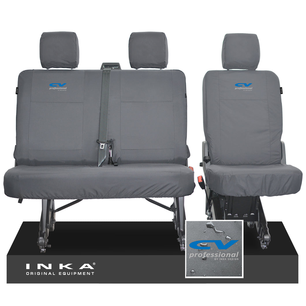 VW Transporter T6.1, T6 INKA Rear Set 2+1 Tailored Waterproof Seat Covers Grey