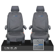 VW Transporter Shuttle T6.1, T6 Front 1+1 Tailored Waterproof Seat Covers Grey MY-15-23 - Sport-Series Embroidery