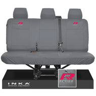 VW Transporter T6.1,T6,T5.1 INKA Rear Triple Tailored Waterproof Seat Cover Set Grey MY 09-23 - R-Series Embroidery