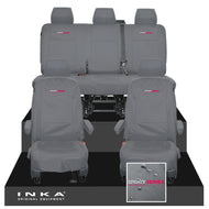 VW Transporter T6.1, T6, T5.1 INKA Front & Rear Tailored Waterproof Seat Covers Grey MY 10-24 - Sport-Series Embroidery
