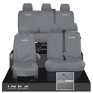 VW Transporter T6.1, T6, T5.1 Front 1+2 & Rear Triple Tailored Waterproof Seat Covers Grey MY 10-24
