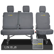 VW Transporter T6.1, T6 INKA Rear Set 2+1 Tailored Waterproof Seat Covers Grey - Sport-Series Embroidery