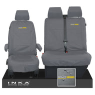 VW Transporter Shuttle T6.1, T6 Front 1+2 Tailored Waterproof Seat Covers Grey MY-15-23 - Sport-Series Embroidery
