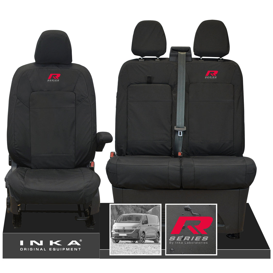 New VW Transporter T7 Panel Van INKA Front Set Tailored Waterproof Seat Covers Black MY25 onwards