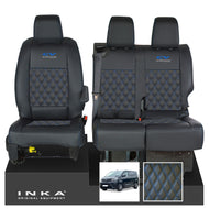 Toyota Proace INKA Front 1+2 Bentley Diamond Quilt Leatherette Tailored Seat Covers Black MY16 To Present