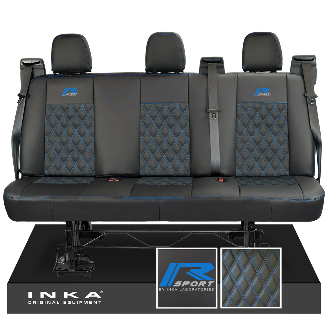 Ford Transit Custom INKA R-Sport Rear Triple Tailored Leatherette Bentley Diamond Quilt Seat Covers Black MY12-23