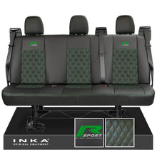Load image into Gallery viewer, Ford Transit Custom INKA R-Sport Rear Triple Tailored Leatherette Bentley Diamond Quilt Seat Covers Black MY12-23
