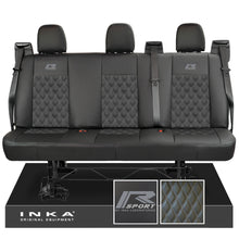 Load image into Gallery viewer, Ford Transit Custom INKA R-Sport Rear Triple Tailored Leatherette Bentley Diamond Quilt Seat Covers Black MY12-23
