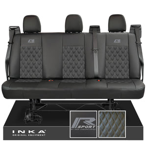 Ford Transit Custom INKA R-Sport Rear Triple Tailored Leatherette Bentley Diamond Quilt Seat Covers Black MY12-23