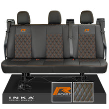 Load image into Gallery viewer, Ford Transit Custom INKA R-Sport Rear Triple Tailored Leatherette Bentley Diamond Quilt Seat Covers Black MY12-23
