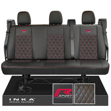 Load image into Gallery viewer, Ford Transit Custom INKA R-Sport Rear Triple Tailored Leatherette Bentley Diamond Quilt Seat Covers Black MY12-23
