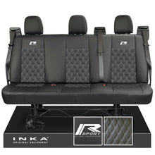 Load image into Gallery viewer, Ford Transit Custom INKA R-Sport Rear Triple Tailored Leatherette Bentley Diamond Quilt Seat Covers Black MY12-23
