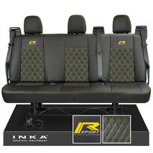 Load image into Gallery viewer, Ford Transit Custom INKA R-Sport Rear Triple Tailored Leatherette Bentley Diamond Quilt Seat Covers Black MY12-23
