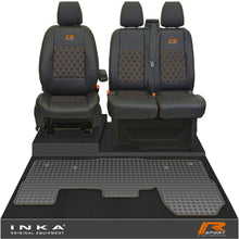 Load image into Gallery viewer, Ford Transit MK8/MK9 Front 1+2 Bentley Diamond Quilt Leatherette Tailored Seat Covers &amp; Tailored Rubber Mat Black MY14 Onwards (Choice of 7 Colours)
