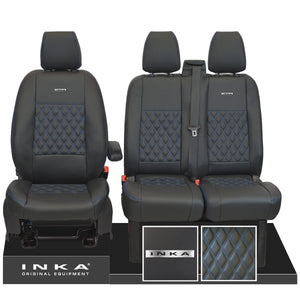 Ford Transit Custom MK1 Front 1+2 INKA Steel Badge Bentley Leatherette Tailored Seat Covers Black MY-12-23 (Choice of 7 Colours)