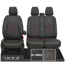 Load image into Gallery viewer, Ford Transit Custom MK1 Front 1+2 INKA Steel Badge Bentley Leatherette Tailored Seat Covers Black MY-12-23 (Choice of 7 Colours)
